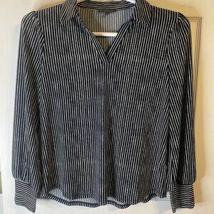 Adrianna Papell Black and White Fitted Blouse